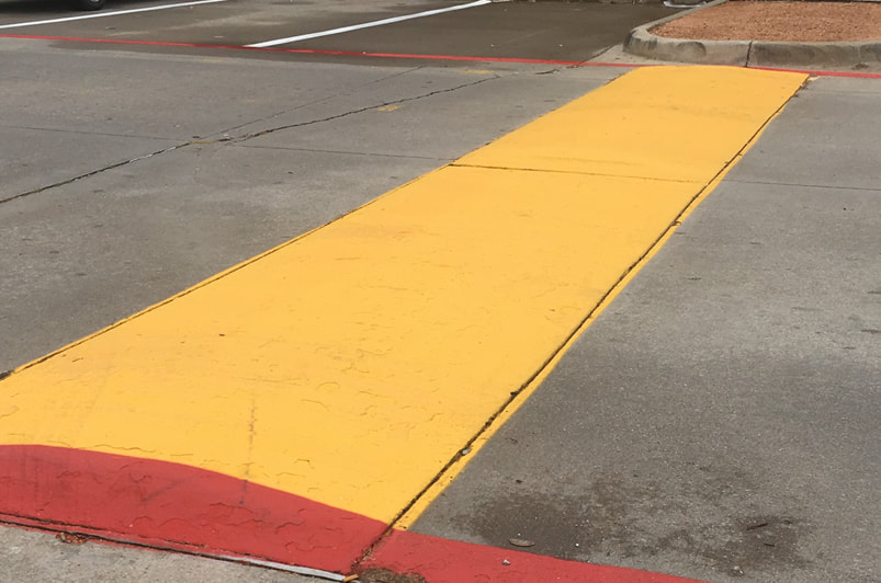 Speed Bump Painted Yellow Denton, TX
